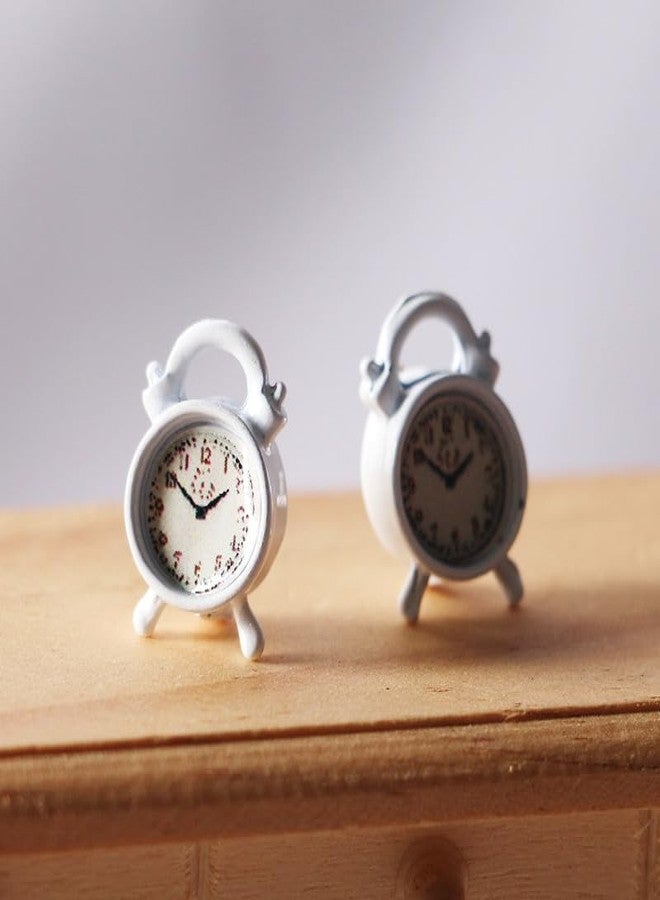 Kryoflare Miniature Alarms Dollhouse Decoration Accessories, 1/12 Scale, 1:12 Scale Miniature Scene Dollhouse Ornaments Decorative Accessory,Clock for DIY Craft Silver - Image 2